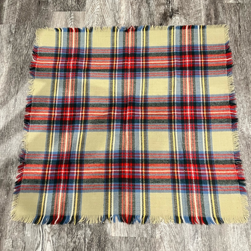 Women’s square plaid scarf.
